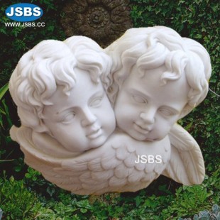 White Marble Double Cheurb Head Wall Decoration, JS-OM001